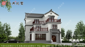 典雅的新中式风格三层别墅设计图