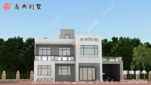 福清市农村自建房乡村超现代平屋顶二层别墅图设计方案