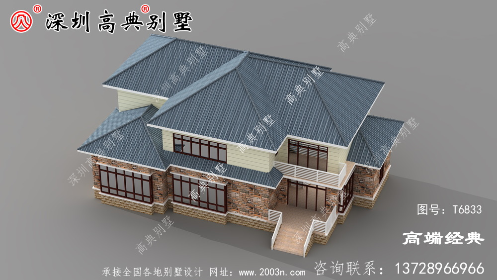二层欧式别墅自建房，造价46万，带有庭院露台，农村自建划算！