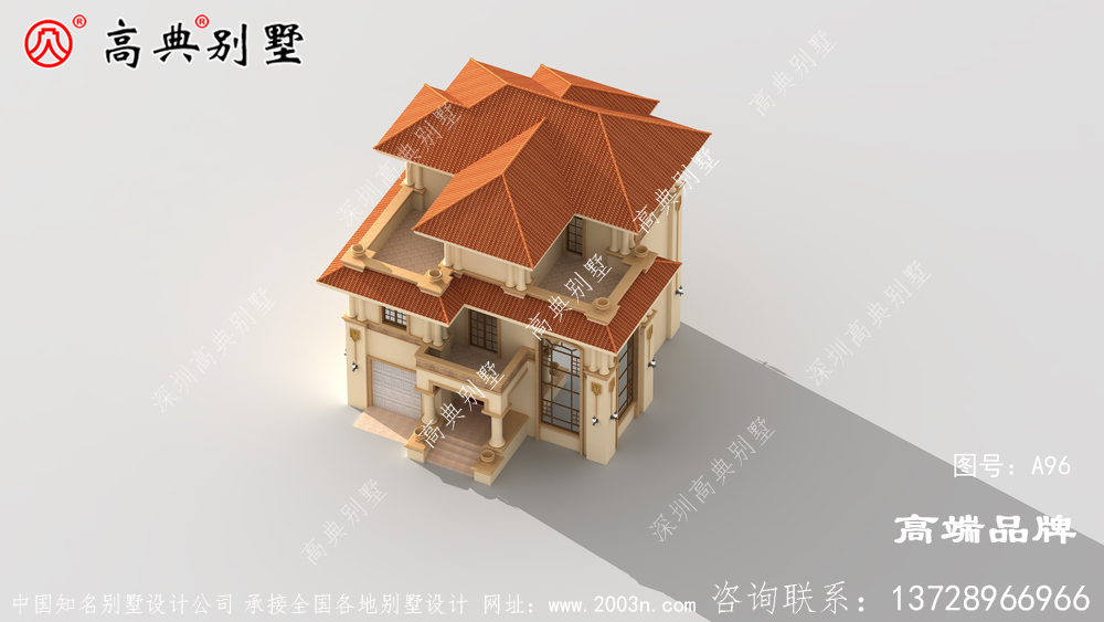 建筑装饰简洁，橘色屋顶很是温馨